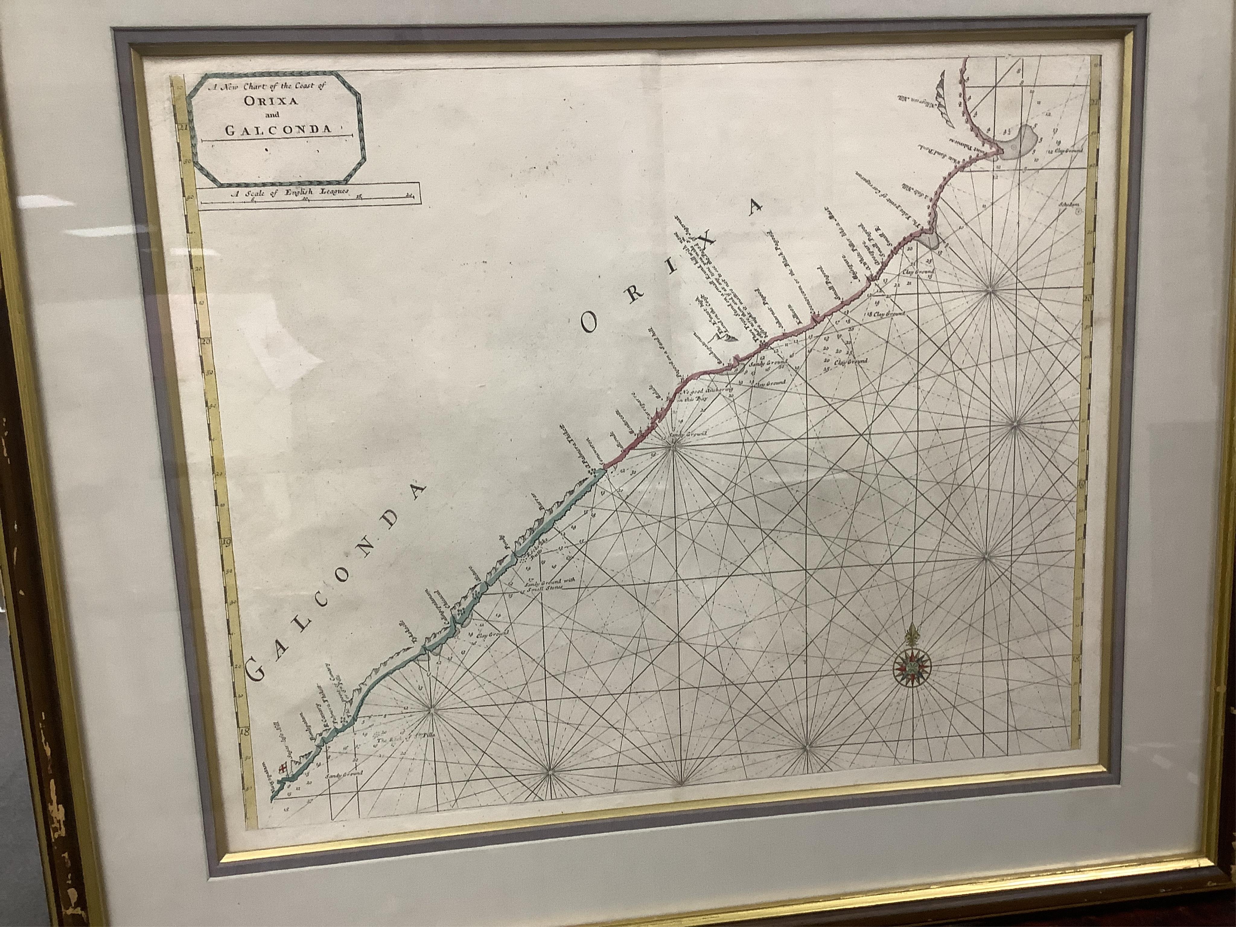 Samuel Thornton (18th. C), set of six coloured maps to include: ‘India’, ‘Coremandell’ and the ‘Coast of Mallabar’, 46 x 55cm. Condition - fair